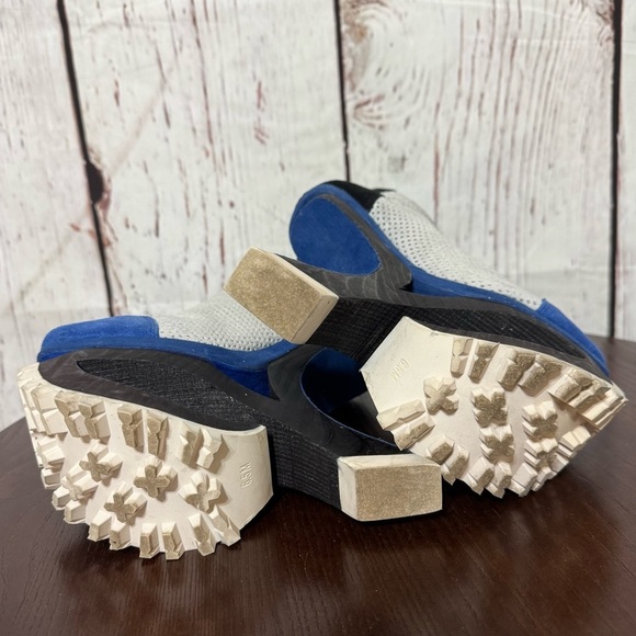 JEFFREY CAMPBELL Blue Suede Mesh high top sneakers wood & rubber platforms 6.5 - Picture 4 of 17